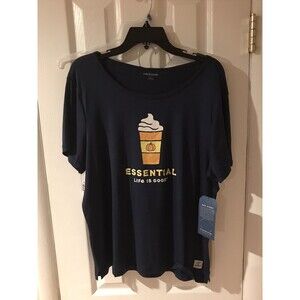 NWT Life is Good Pumpkin Spice Latte Large Fall 2 PC Pajamas PJ's Poly Blend